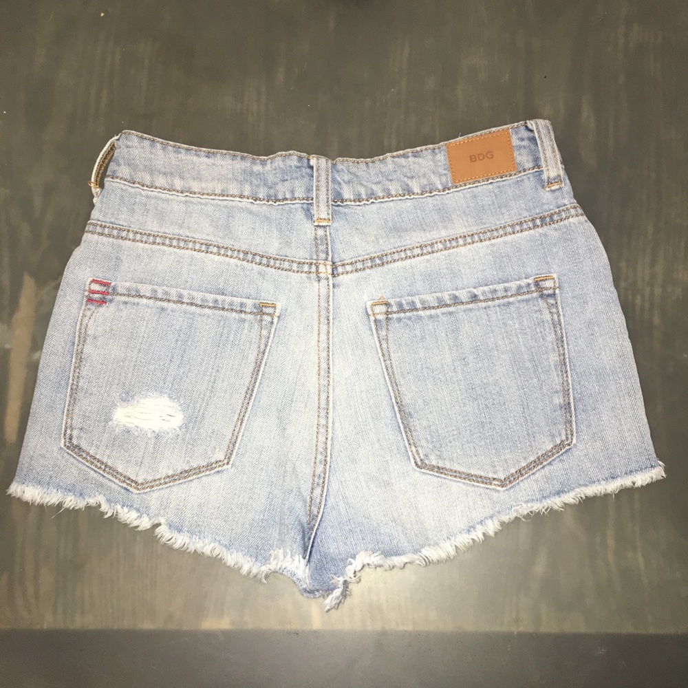 BDG Distressed High Rise Cheeky Denim Shorts